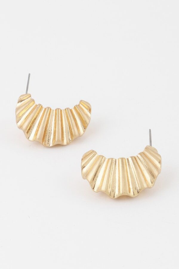 Crinkle-Textured Crescent Stud Earrings