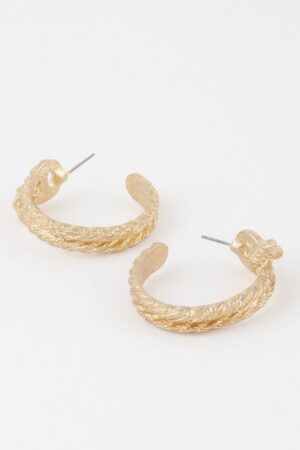 Braided Snake Hoop Earrings – Textured 1.4″ Hoops