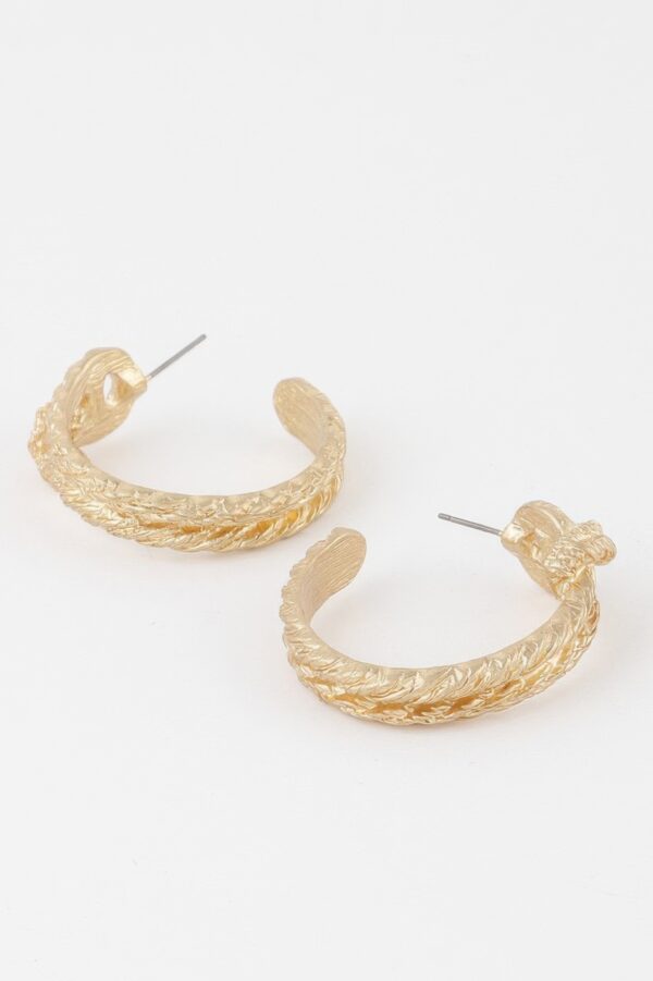 Braided Snake Hoop Earrings – Textured 1.4″ Hoops