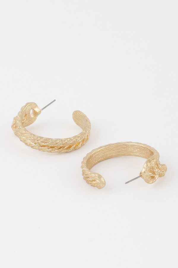 Braided Snake Hoop Earrings – Textured 1.4″ Hoops
