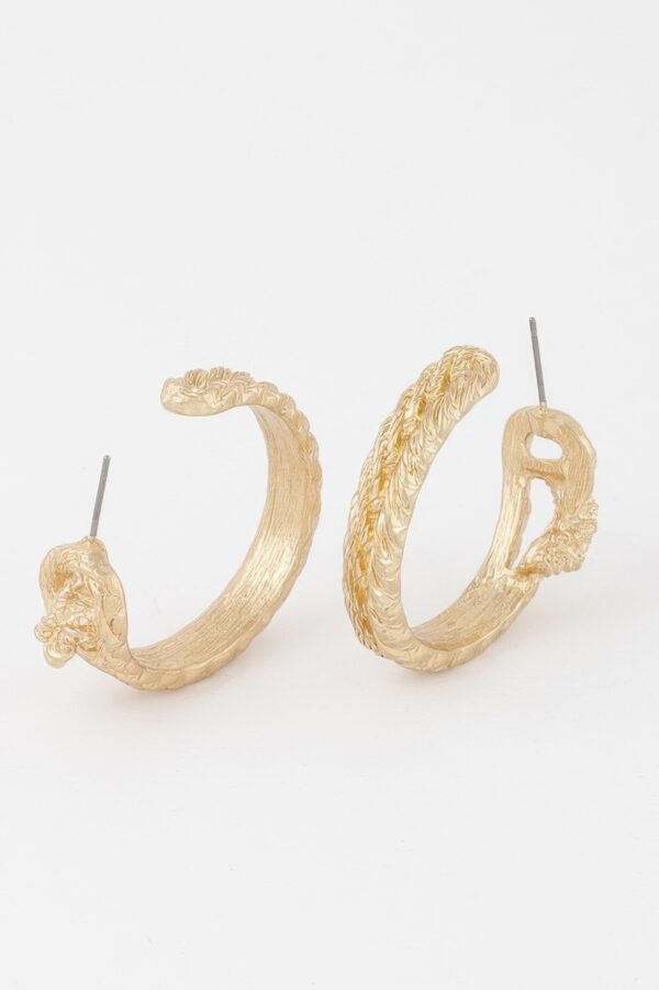 Braided Snake Hoop Earrings – Textured 1.4″ Hoops