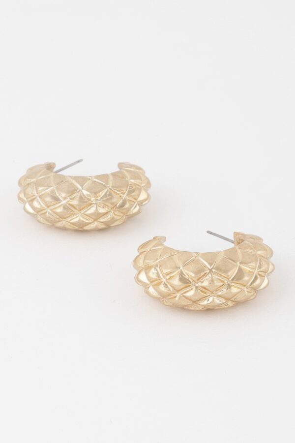 Quilted Hoop Earrings – Textured 2.2 in Statement Hoops