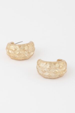 Basket-Weave Mini Hoop Earrings – 1 inch