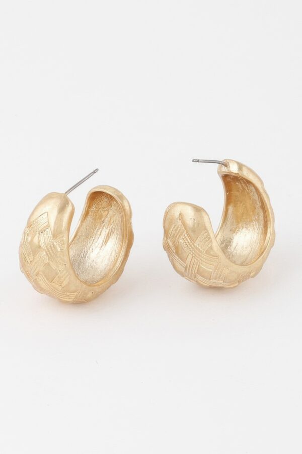 Basket-Weave Mini Hoop Earrings – 1 inch