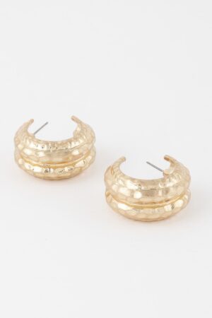Double Hammered Hoop Earrings – Textured Double Hoops
