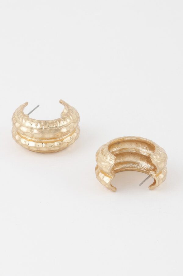 Double Hammered Hoop Earrings – Textured Double Hoops