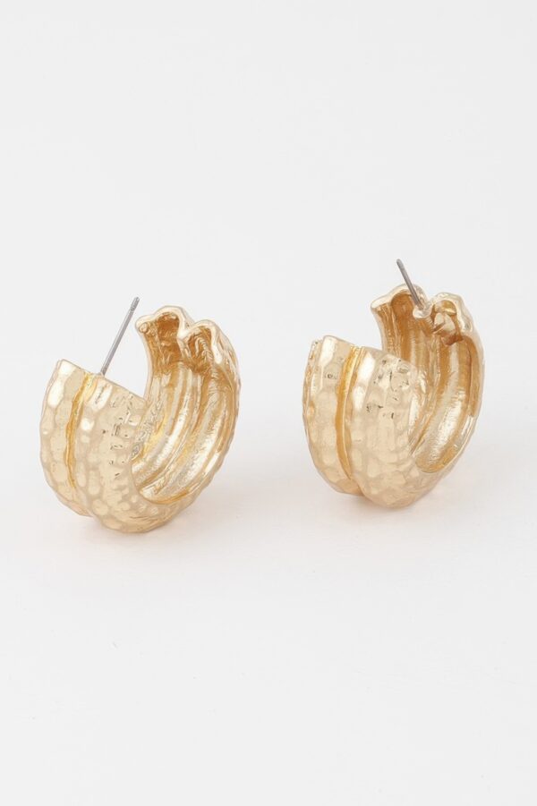 Double Hammered Hoop Earrings – Textured Double Hoops