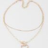 Double Heart Toggle Necklace with Structured Chain