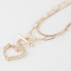 Double Heart Toggle Necklace with Structured Chain