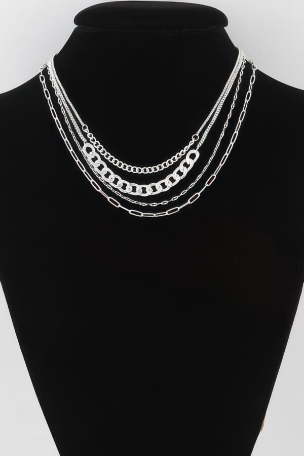 Multi Curb Mariner Chain Necklace – 16-inch Layered Links