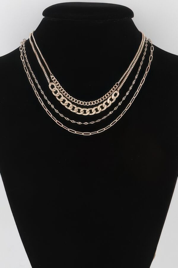 Multi Curb Mariner Chain Necklace – 16-inch Layered Links