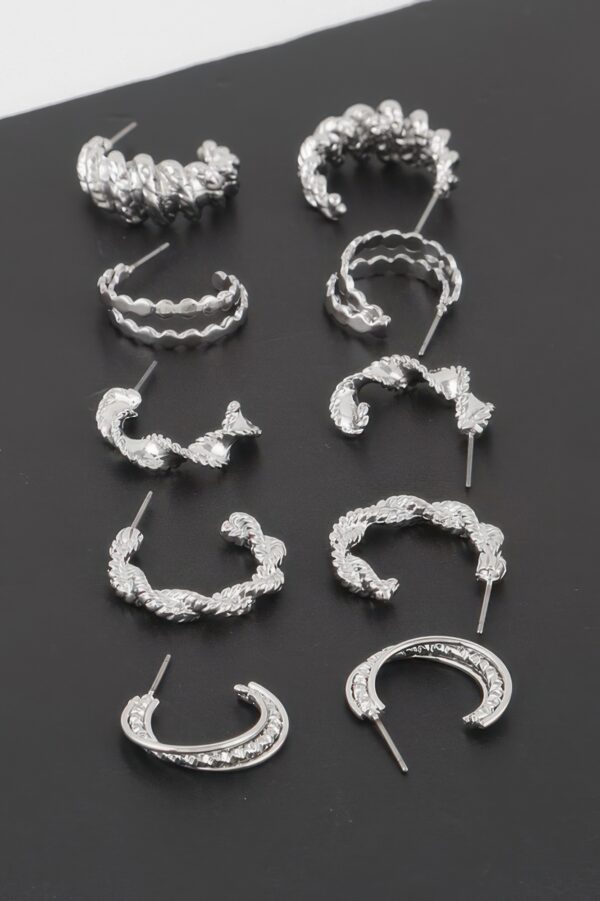 Twisted Multi-Hoop Earring Set – Textured 1 x 1 inch