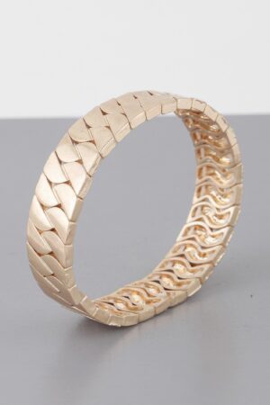 Two-Tone Curb Chain Cuff Bracelet – Open Structured Design