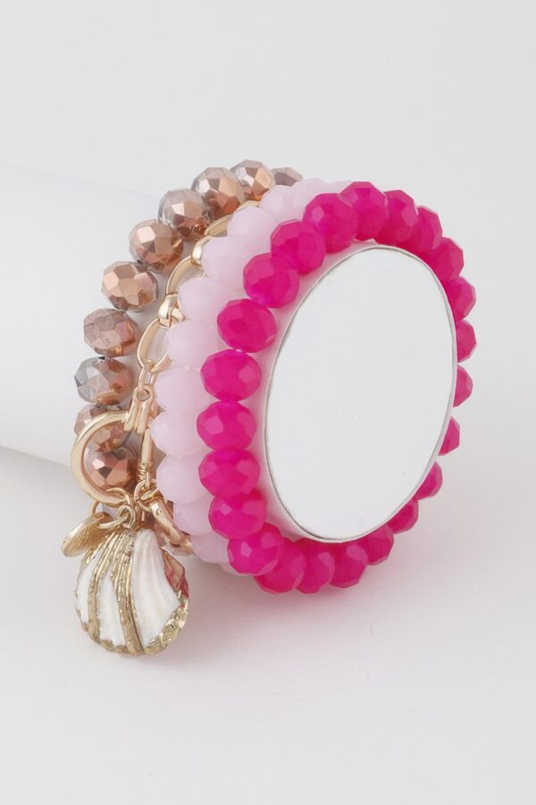 Multi Seashell Crystal Bracelet – Stacked Shell Charm