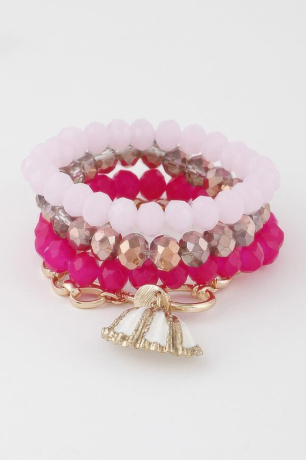 Multi Seashell Crystal Bracelet – Stacked Shell Charm
