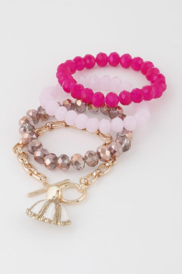 Multi Seashell Crystal Bracelet – Stacked Shell Charm