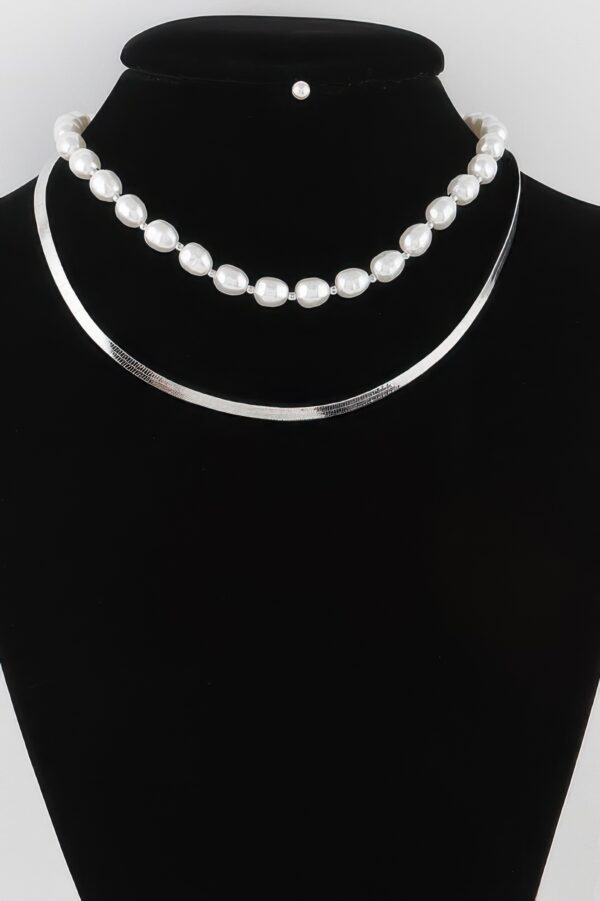 Stone-Accented Snake Chain Necklace, 14 Inch