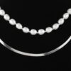 Stone-Accented Snake Chain Necklace, 14 Inch