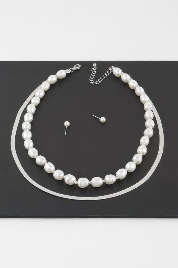 Stone-Accented Snake Chain Necklace, 14 Inch