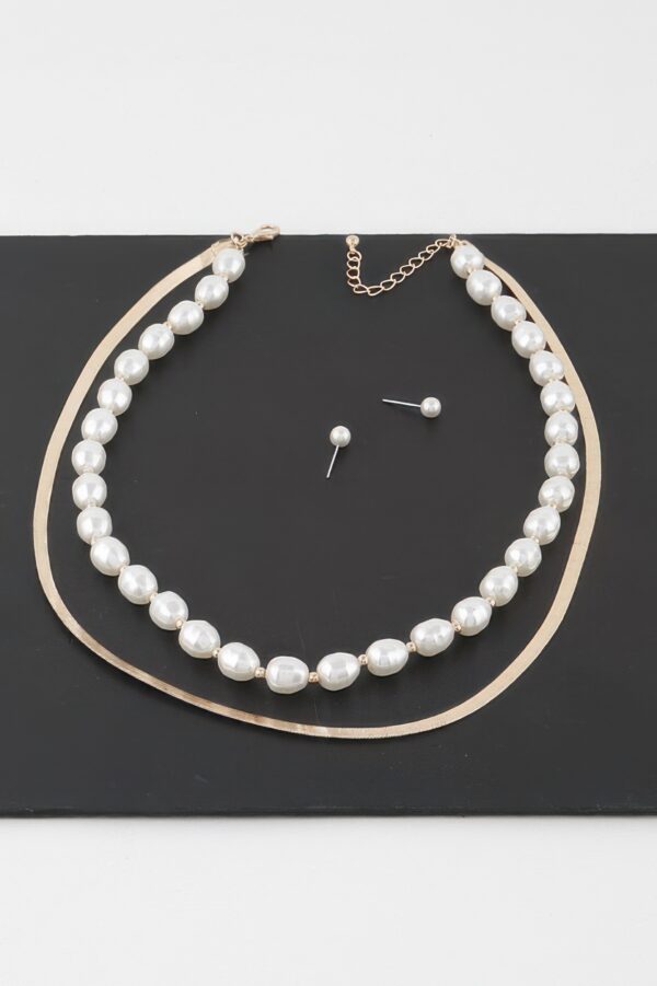 Stone-Accented Snake Chain Necklace, 14 Inch