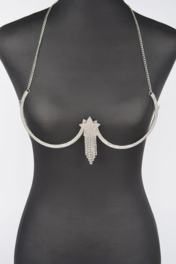Layered Rhinestone Bra Chain – Cascading Sparkle
