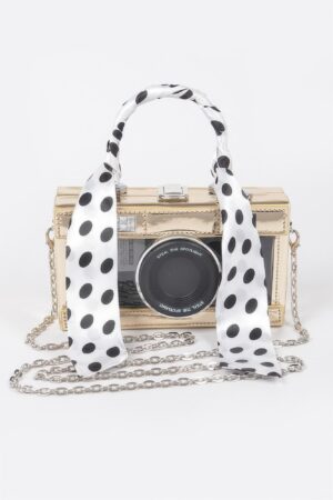 Mirror Vegan Leather Camera Clutch with Clear Panels