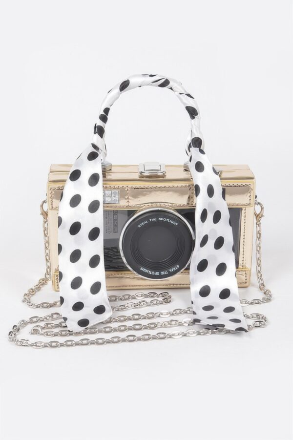 Mirror Vegan Leather Camera Clutch with Clear Panels