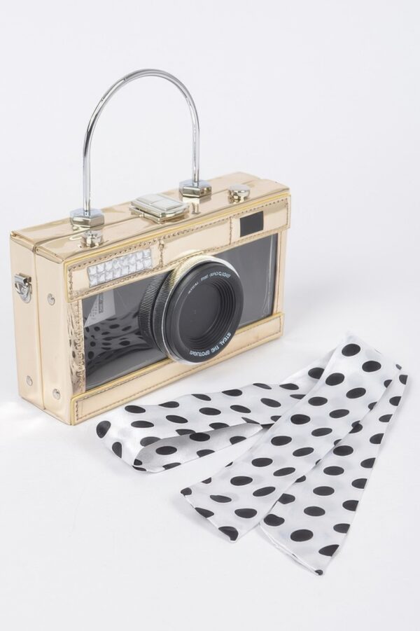 Mirror Vegan Leather Camera Clutch with Clear Panels