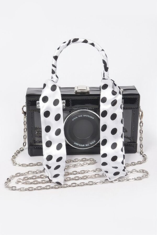 Mirror Vegan Leather Camera Clutch with Clear Panels