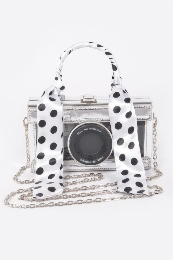Mirror Vegan Leather Camera Clutch with Clear Panels
