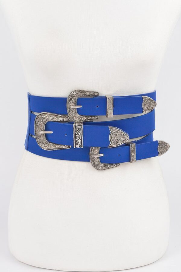 Multi-Buckle Wide Elastic Waist Belt – Polyurethane
