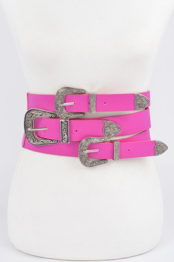 Multi-Buckle Wide Elastic Waist Belt – Polyurethane