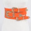 Multi-Buckle Wide Elastic Waist Belt – Polyurethane