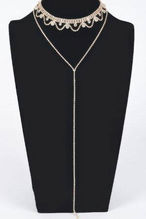 Rhinestone Necklace – Delicate Sparkle, 15.5 in