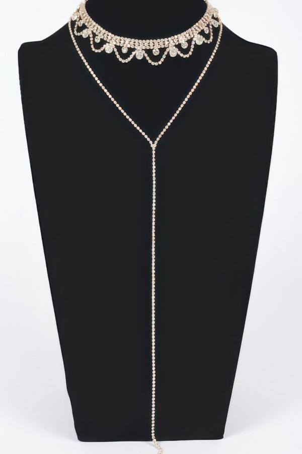 Rhinestone Necklace – Delicate Sparkle, 15.5 in