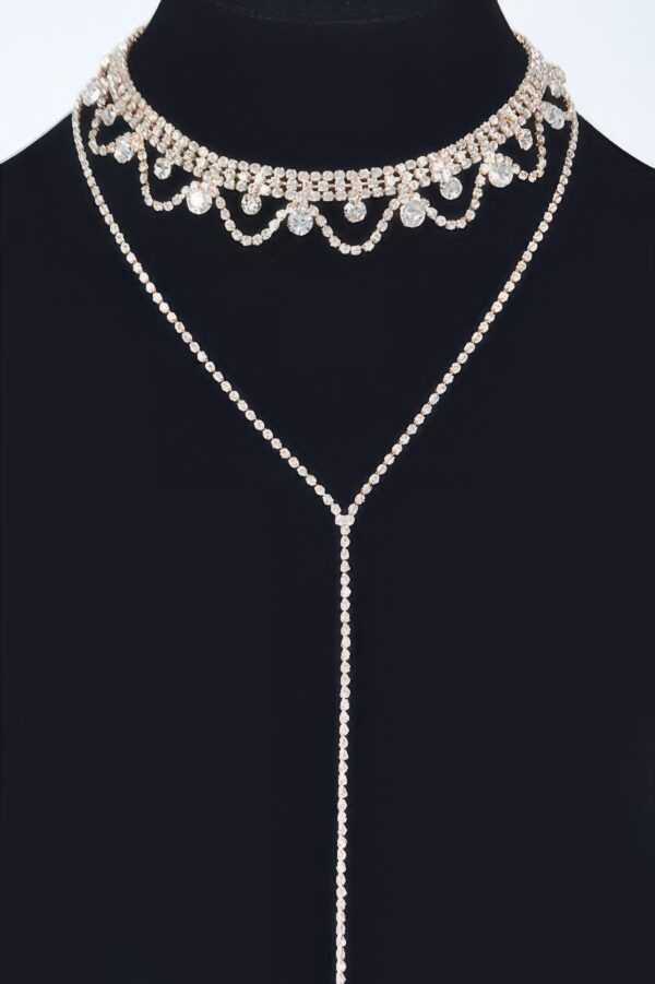 Rhinestone Necklace – Delicate Sparkle, 15.5 in
