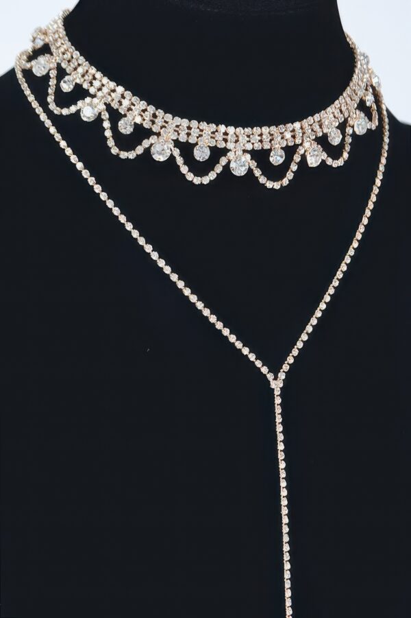 Rhinestone Necklace – Delicate Sparkle, 15.5 in