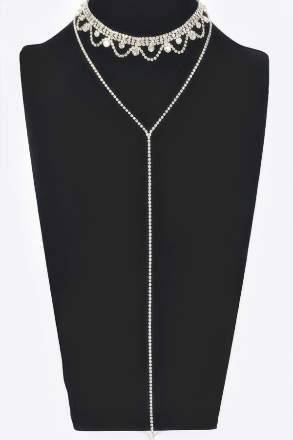 Rhinestone Necklace – Delicate Sparkle, 15.5 in