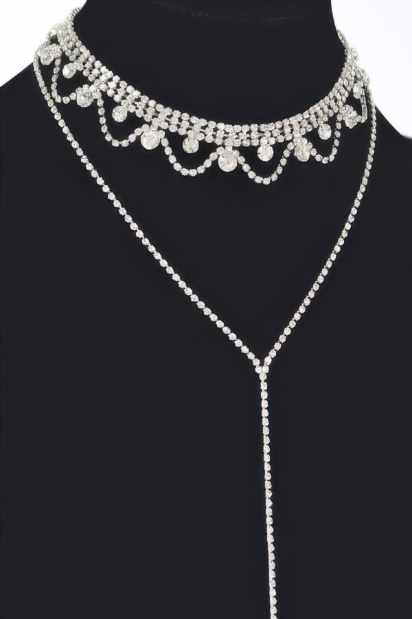 Rhinestone Necklace – Delicate Sparkle, 15.5 in