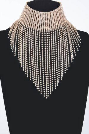 Rhinestone Necklace – 14-inch Mixed Metal Choker