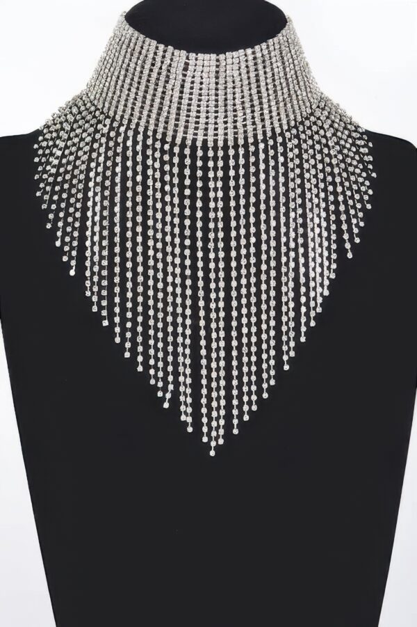 Rhinestone Necklace – 14-inch Mixed Metal Choker