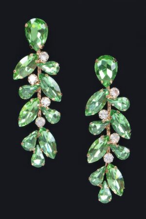 Rhinestone Drop Earrings – Slim Elongated Silhouette
