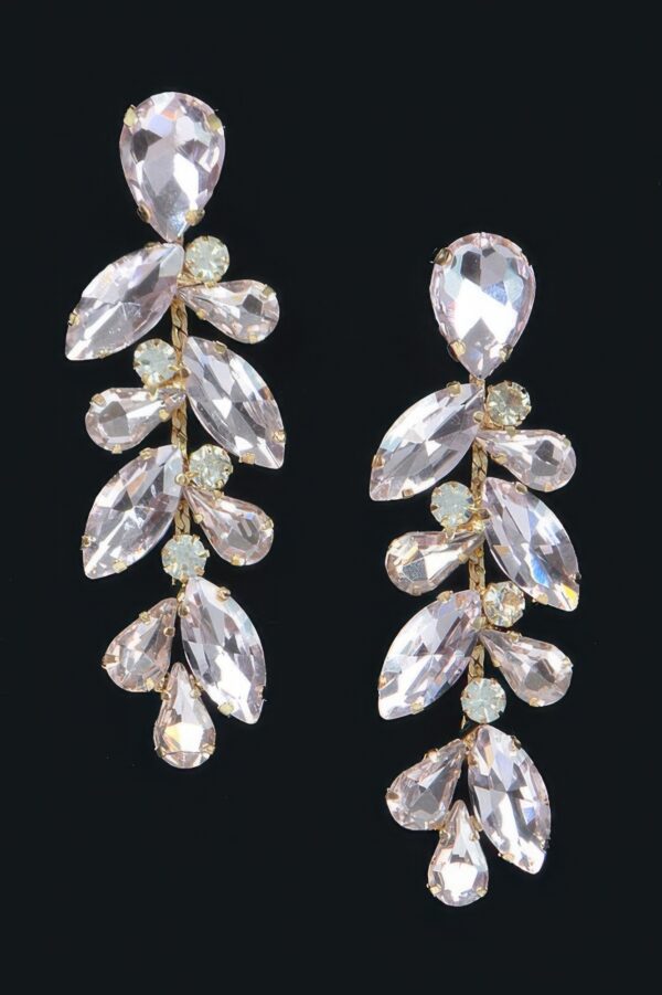 Rhinestone Drop Earrings – Slim Elongated Silhouette