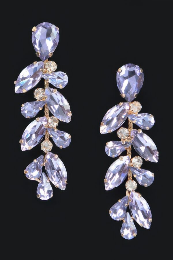 Rhinestone Drop Earrings – Slim Elongated Silhouette