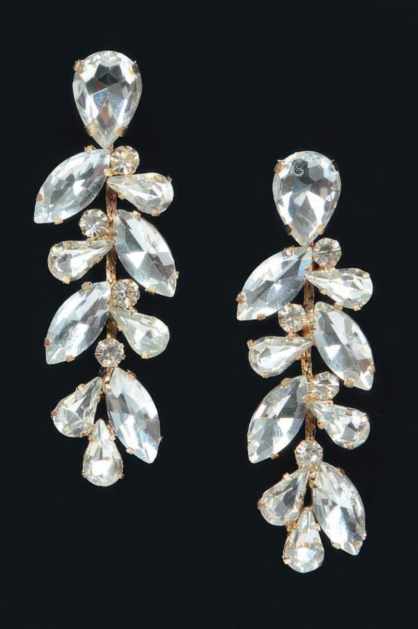 Rhinestone Drop Earrings – Slim Elongated Silhouette