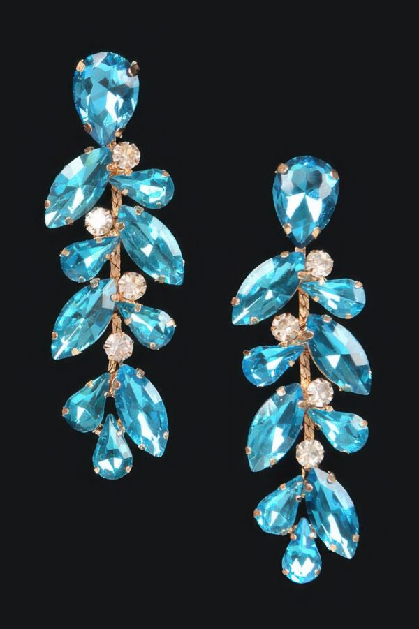 Rhinestone Drop Earrings – Slim Elongated Silhouette
