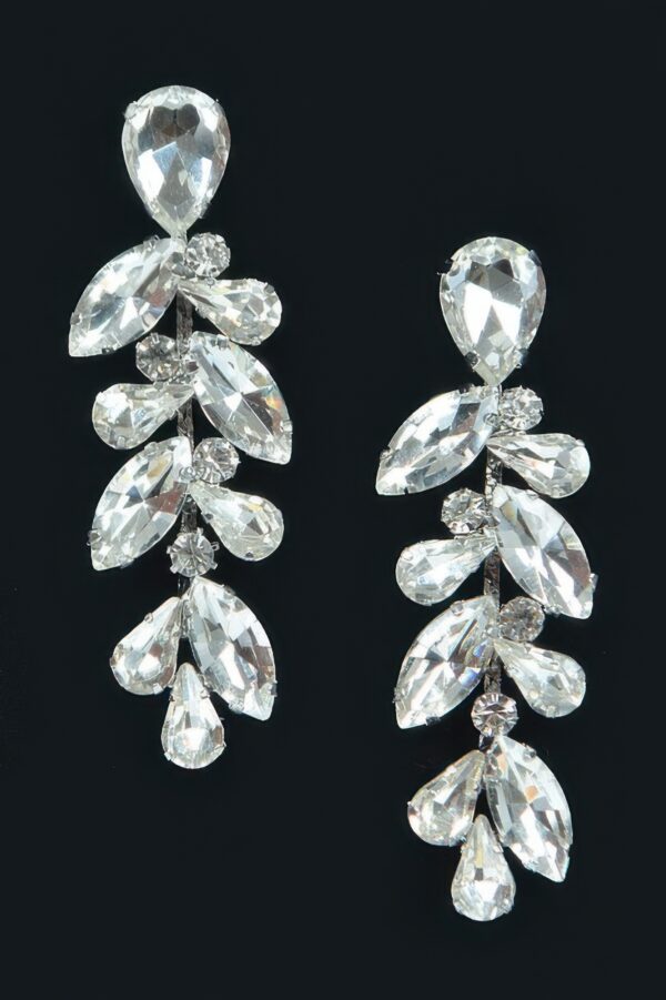 Rhinestone Drop Earrings – Slim Elongated Silhouette