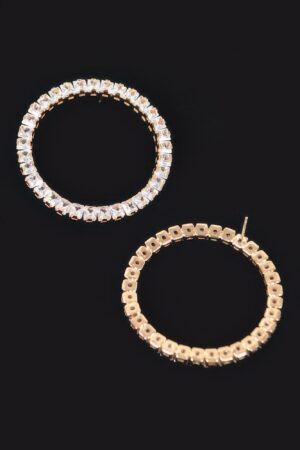 Round Rhinestone Statement Earrings – 2-Inch