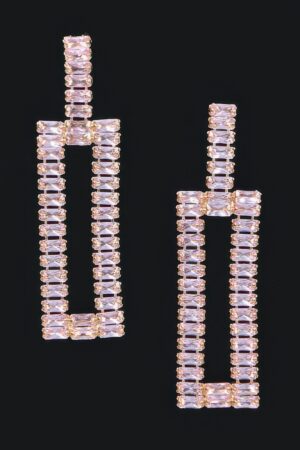 Rhinestone Drop Earrings – Wide Silhouette