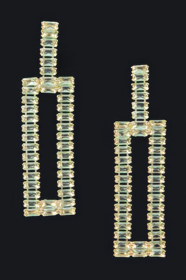 Rhinestone Drop Earrings – Wide Silhouette